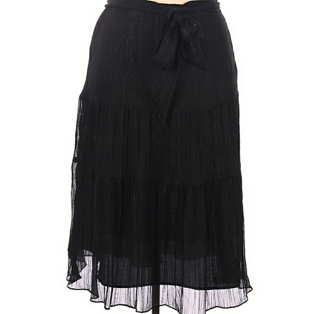 Worthington Black Metallic Midi Skirt Size 14P